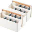 Vidifor 2 pcs Large Portable Caddy Tote with Handle, DIY Divided Basket for Art Supplies Crafts Colored Pencils Holds Brushes Makeup (Blue Dividers)