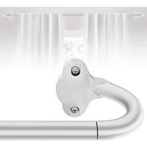 Silver Curtain Rod, Wrap Around Curtain Rods for Windows 18 to 45 Inch, 5/8'' Adjustable Heavy Duty Blackout Drapery Rod, Decorative Modern Room Darkening Rods (Unique Design/All Matel)