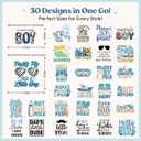 Kaciola 30 Sheets Baby Shower Games Iron on Transfers, Baby Boy DTF Transfers Ready to Press Bodysuit Making Stickers Iron on Decals for T Shirts Hoodie DIY Crafts (Boy)