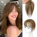 Hair Toppers for Women Real Human Hair-3603D Topper with Bangs for Thinning Hair Clip in Bangs with Upgraded Silk Base Perfect for Daily Wear,46 Brown