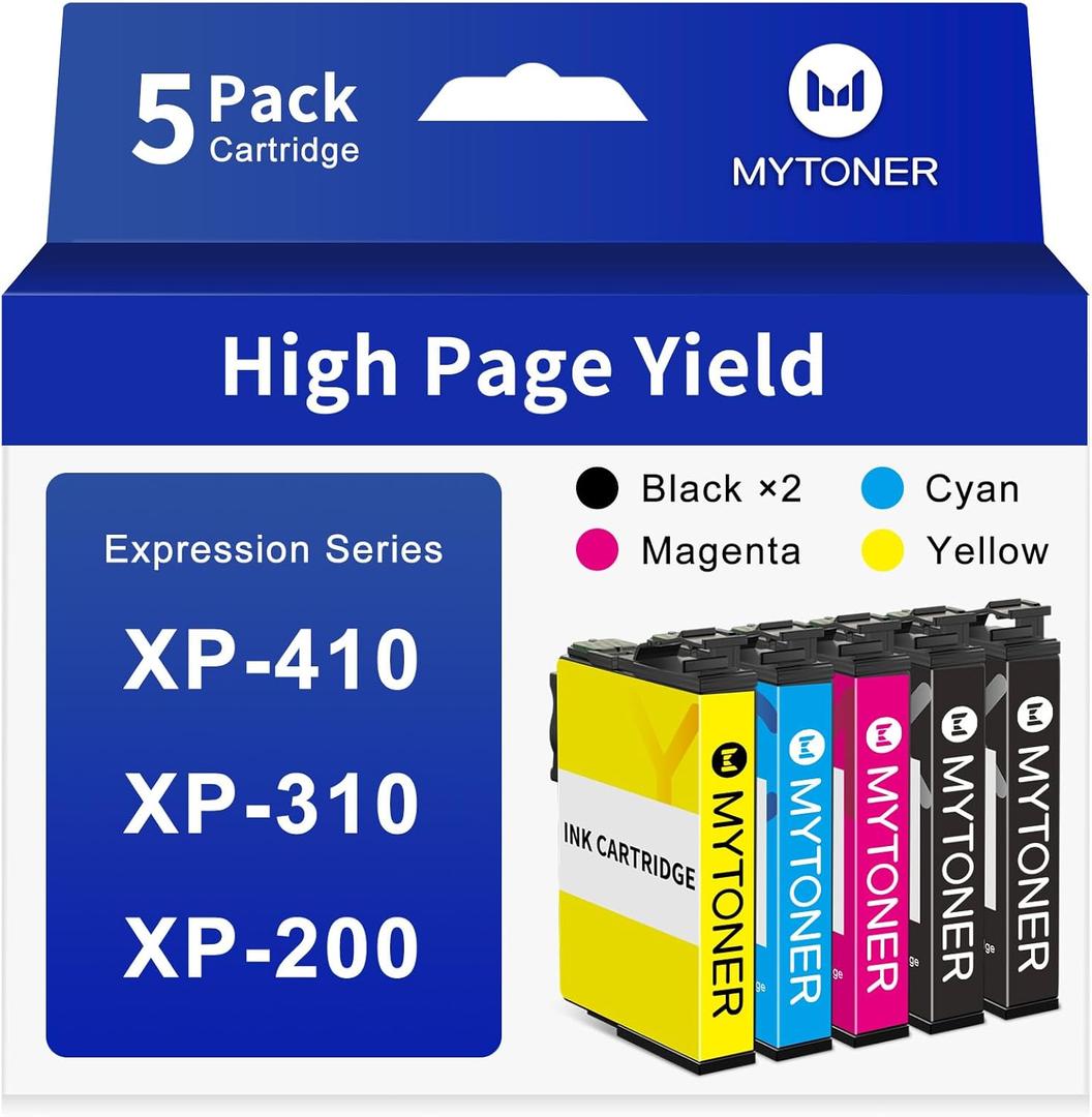Remanufactured for Epson 200 Ink Cartridges Combo Pack Replacement for 200 XL Ink Cartridge for Printer Expression XP-200 XP-300 XP-310 XP-400 XP-410 Workforce WF-2520 WF-2530 (5 Pack)