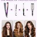 LANDOT Hair Straightener and Curler 2-in-1: Twist Flat Curling Iron for Smooth Straight & Bouncy Curls, Anti-Frizz, Dual Voltage, 12 Temps 250-450F for All Hair Types, 1 Inch, Metallic Gray