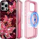 Hekodonk for iPhone 16 Pro Max Case,Compatible with MagSafe,Glow in The Dark Full Body Rugged Protection Slim Shockproof Glossy Stylish Women Girls Case for iPhone 16 Pro Max 6.9 inch,Rose Gold