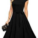 DRESSTELLS Coctail Dresses for Women 2026 Formal Wedding Guest Church Modest Funeral Fit Flare Black Tie Tea Party Vintage 1950s Dress Black, Small