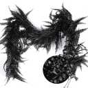 RECUTMS 2pcs Black Garland Artificial Hanging Plants 6 FT Boston Black Faux Ferns Garland Halloween Thanksgiving Party Outdoor Indoor Decor for Home