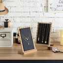 MyGift Modern Bamboo Necklace Jewelry Tabletop Display Boards, Set of 2,Black