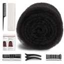 Hair Padding for Updos | Volumizing Hair Donut Bun Maker | Sponge Hair Filler Pads & Undetectable Updo Tool | Includes Bobby Pins, U Shape Hair Pin, Comb and Plastic Clips (Black)