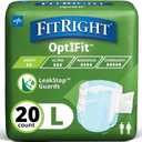 FitRight Extra+ Adult Diapers, Disposable Incontinence Briefs, Leak-Proof Diaper, Absorbent Briefs for Men and Women, Maximum Protection, Large, 44  56 in, 20 Briefs per Bag