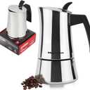 Magefesa Balance 6Cup Stainless Steel Espresso Moka Pot – Classic Italian Coffee Maker with Bakelite Handle & Knob – Greca Coffee Maker Compatible with All Types of Stovetops including Induction