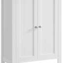 VASAGLE Floor Storage Cabinet, Freestanding Storage Unit with 2 Adjustable Shelves, for Bathroom Living Room Dining Kitchen, 11.8 x 23.6 x 31.5 Inches, Cloud White UBCB60WV1
