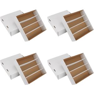 Collector Card Storage Box 3120 Count Trading Cards Box White Sports Card Boxes Card Sorting Tray Card Sleeve Cases Card Collection Trading Card Storage Box for Soccer Basketball Cards (4 Set) (4 Pack)