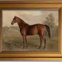 Gold Framed Vintage Wall Art for Room Decor Horse Wall Dark Antique Animal Canvas Prints Painting for Living Kitchen Bathroom Bedroom Desktop Artwork 16x24 Inch