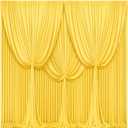 24x10FT Yellow Backdrop Curtains for Wedding Parties, Wrinkle Free Polyester Photography Backdrop Drapes for Wedding Baby Shower Birthday Parties Stage Background Stand Decorations 4x10ft,6 Panels