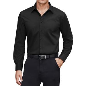 Men's Dress Shirts Stretch Stain Shield Long Sleeve Solid Formal Shirt Business Casual Button Down Shirts , M