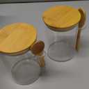 TIPGO 27oz Glass Food Storage Jars Set of 4,Clear Glass Storage Containers with Bamboo Lids,Pantry Organization Jar, Spice, Coffee and Sugar Container, Small Canister Set for Kitchen