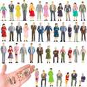 VICDUEKG 50 Pcs Mini People Figurines 1: 50 Scale Miniature People Sitting and Standing Tiny People Model Trains Museum Architectural Painted Little Plastic Figurines for Miniature Scenes