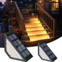INCX Solar Step Lights for Outside, 2 Pack LED Solar Stair Lights Outdoor Waterproof IP67, Auto On/Off Outdoor Lighting for Front Step, Stair, Deck, Fence, Porch & Patio DecorWarm White