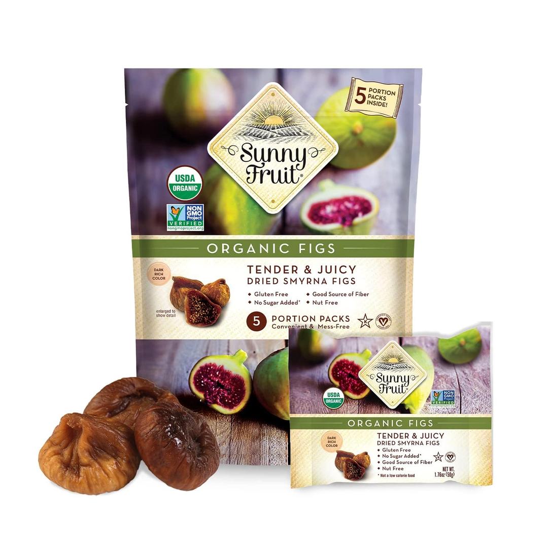 Sunny Fruit Organic Figs, Organic Figs Tender and Juicy Dried Smyrna Figs (1.76 Ounce (Pack of 5)), Best By: 05/13/2026