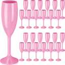 Maxcheck 24 Pcs Champagne Flutes Bulk Acrylic Toasting Drinking Flute Goblet Champagne Cups, 6 oz Plastic Wine Glasses for Wedding Bachelorette Bridal Shower Anniversary Birthday Party (Pink)
