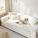 OTOB Couch Cover for Dogs Washable, Non Slip Plush Sofa Covers for 3 Cushion Couch, Fuzzy Pet Friendly Mat Bed Furniture Protector Sofa Slipcover, All Seasons (Cream, 27.6" x 70.9")