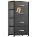 DWVO 4 Drawers Dresser, Small Dresser for Bedroom, Fabric Storage Tower, Chest of Drawers, Organizer Unit for Closets, Living Room, Sturdy Steel Frame, Wooden Top, Easy Pull Handle