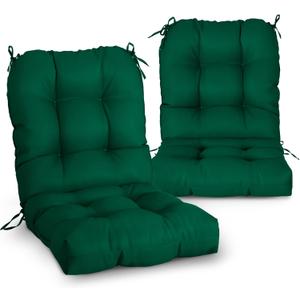 EAGLE PEAK Tufted Outdoor/Indoor Seat/Back Chair Cushions, Set of 2, 42'' x 21'', Dark Green