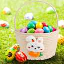 FOIMAS Easter Egg Basket,Easter Bunny Woven Basket for Boys Girls Easter Egg Hunts Game Party Gifts Home School Yard Garden White