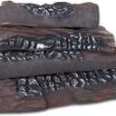 Gas Logs, 10 Piece Ceramic Log for Fireplace and Fire Pit, Heat Resistant Realistic Logs, Stackable Fake Log Set - Gas, Propane, Electric Fireplace Indoor Insert (10-15 inches)