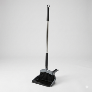 Broom with Dustpan Combo Set, Hand Broom and Dustpan Set for Sweeping Indoor Angle Broom for Home Office Kitchen Lobby Floor Pet Hair Indoor & Outdoor Cleaning (Gray)