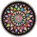 Bgraamiens Puzzle-Geometric Colorful Mandala-1000 Pieces Creative Geometric Round Blue Board Colorful Mandala Jigsaw Puzzle