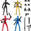 4PCS Titan 13 Action Figures Set Robot Fidget Toys for Kids, Lucky Dummy T Nova N 13 Action Stick Figure Sensory Toy for Boys, Multi Movable Joints Fidgets (Golden+Black+Red+Blue)