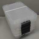 Superio Clear Storage Boxes with Lids, 4.5 Quart Plastic Container Bins for Organizing, Stackable Crates, BPA Free, Non Toxic, Odor Free, Organizers for Home, Office and Dorm, 4 Pack