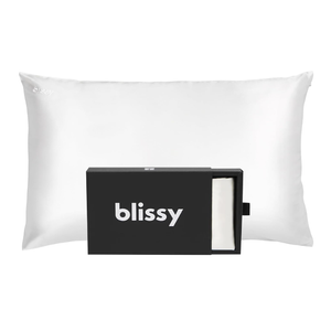 Blissy Silk Pillowcase - 100% Pure Mulberry Silk - 22 Momme 6A High-Grade Fibers - Pillow Cover for Hair & Skin - Regular, Queen & King with Hidden Zipper (Standard,Blissy White)