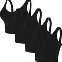 Eleplus 4 Pieces Comfy Cami Bra for Women Crop Top Yoga Bralette Longline Padded Lounge Bra Pack of 4 (Large-X-Large)