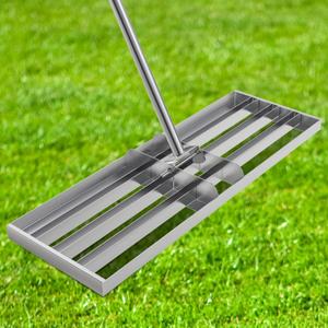 BBQ-PLUS 48" Lawn Leveling Rake, Lawn Leveler Tool with 52"-78" Adjustable Telescopic Handle, Effort-Saving Level Rake for Dirt, Soil, Grass, Golf Course, Farm & Garden, Heavy-Duty Stainless Steel