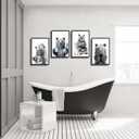 4Pcs Unframed Funny Bear Bathroom Wall Art Black And White Animal Wall Decor Picture Cute Bathroom Canvas Posters Prints for Restroom Washroom Dorm Laundry Room Decorations, 12x16in Poster
