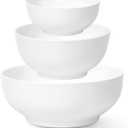 DOWAN Large Serving Bowls, Salad Bowl Set, 86/36/24 Ounces Mixing Bowls for Kitchen, White Soup Bowl, Serving Bowls Set of 3, Ceramic Bowl Sets for Family Party