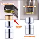 TOTOMO Kitchen Sink Faucet Aerator (Solid Brass) 2 Spray-mode (Shower&Bubble Stream) 360 Swivel Booster Sprayer adapter Water Saving Head attachment replacement - Brushed Nickel