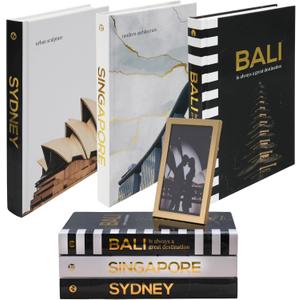 Decorative Books for Home Decor - Black and Gold Foiled Decor Books for Coffee Table - Decorative Hardcover Display Faux Books for Bookshelf Fashion Designer Books Decor Set of 3