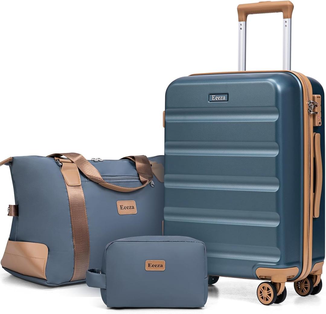Luggage Sets 3 Piece,Suitcases with Wheels,Carry On Luggage Set,ABS Hard Case Luggage with TSA Lock Spinner Wheels(3 Piece Sets,Blue(20"/DB/TB)), 3PCS