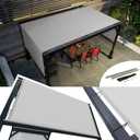 AMGO 10' x 13' Waterproof Grey Pergola Sun Shade Canopy Replacement Cover UPF50, Commercial Grade 260 GSM Cloth for Outdoor Patio, Include Stainless Steel Weighted Rods (We Make Custom Size)