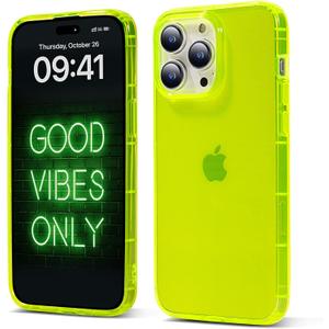 Fluorescent Green Case for iPhone 16 Pro/Soft Translucent Protective Phone Case Cover/Cute Trendy Minimalist Case 6.3 Inch (Neon Green)