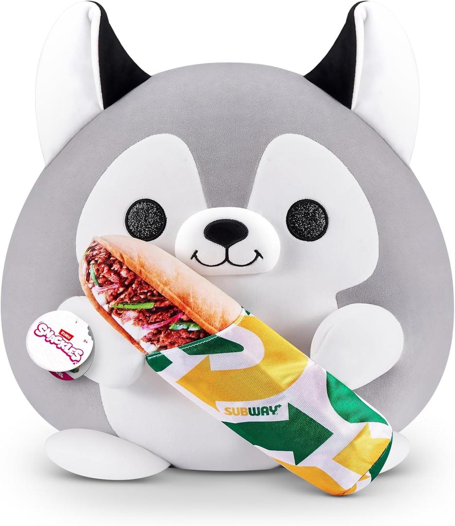 Snackles by ZURU, Super Sized 14 inch Plush, Subway Husky, Ultra Soft Plush, Collectible Stuffed Animal