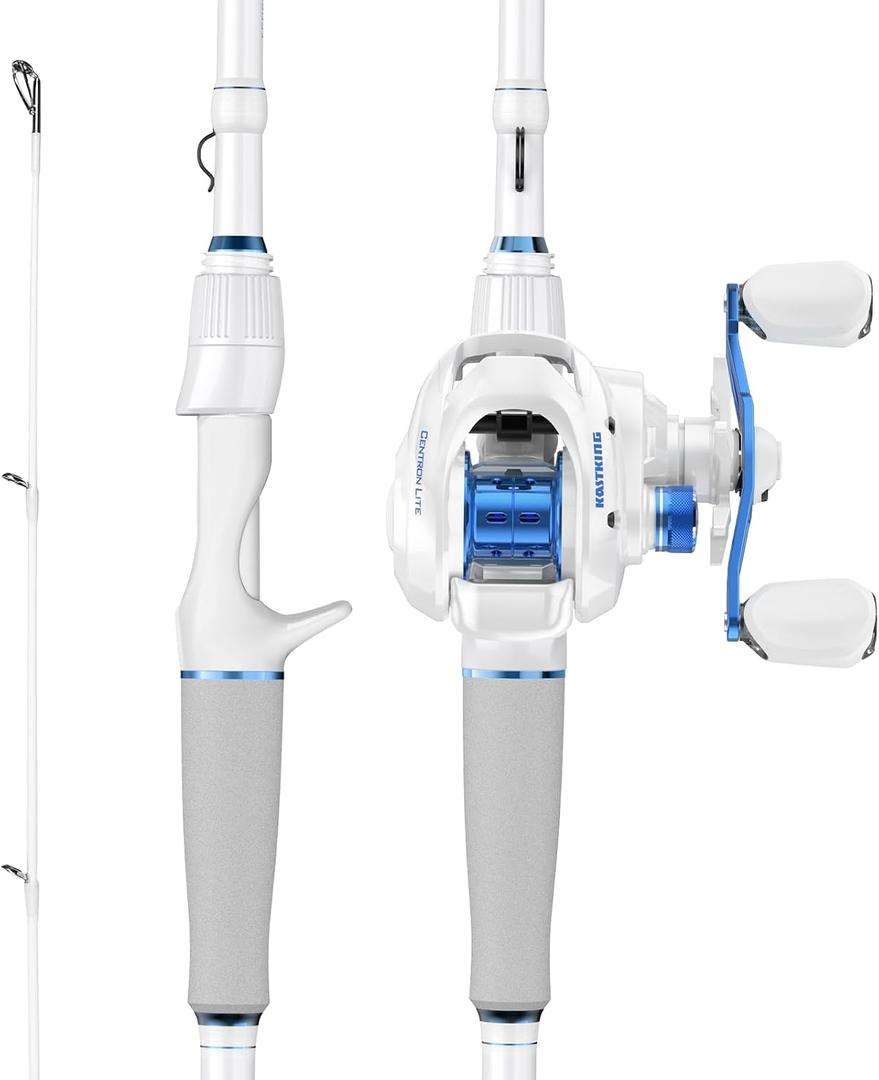 KastKing Centron Lite Fishing Rod and Reel Combo, IM6 Graphite 2Pc Blanks, Stainless Steel Guides with Ceramic Rings, Contoured EVA Handles & Fighting Butt, Split or Full Rear Handle Design
