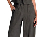 Women's Pants and A TBeryLove Two Piece Summer Matching Sets For Women Airport Vacation V Neck Crop Tank Top Wide Leg Pants 2 Piece Set 2025 Lounge Outfits 606 Black Mshirt