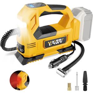Cordless Tire Inflator Air Compressor for Dewalt 20V Max Battery, 160PSI Portable LED Light Handheld Air Pump with Digital Pressure Gauge for Cars Motorcycles Bikes Sport Balls(Battery Not Included)