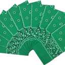 Vamqor 12pcs Bandana for women and men 100% Cotton Custom Fashion Paisley Design Multifunctional Outdoor Square Handkerchief (Green)