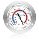 Cooler Thermometer Comercial Freezer Thermometer Capillary Design Refrigeration Gauge, Range -40 to 65  / -40 to 20, 2" Dial Stainless Steel Flanged Panel Mount