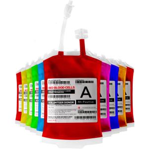 meowtastic Blood Bags for Drinks for Halloween Party Decorations, Reusable Halloween Blood Bag Drink Pouches with Syringe, IV Bags for Drinks, Vampire Nurse Graduation Decoration Supplies, Pack of 10