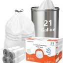 Drawstring Trash Bags, 80L Extra Large Kitchen Garbage Bags, 100ct Extra Strong Leak-Proof Liners for Home & Kitchen, Office Unscented White Heavy Duty (21 Gallon 100 count)